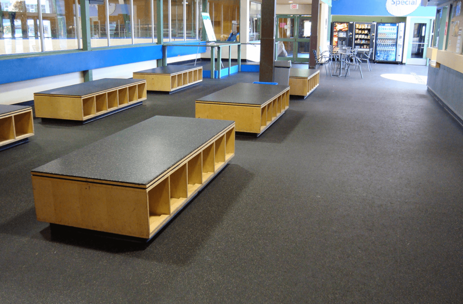 Recycle rubber flooring for commercial spaces